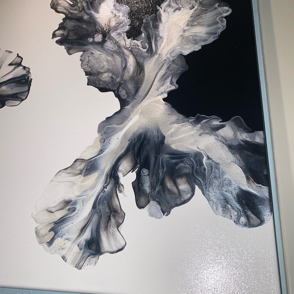 ❌SOLD❌18x24 hand painted acrylic fluid pour art canvas painting black white - Picture 6 of 15